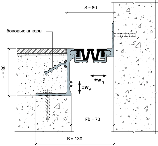 <strong>Дополнительный вариант поставки:</strong> <br>MANGRA 4520-065, h = 80 мм, Угол (с боковыми анкерами)