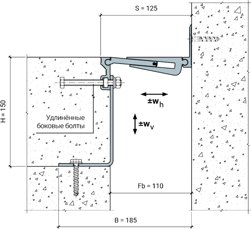 <strong>Дополнительный вариант поставки:</strong> <br>MANGRA 5370-100, h = 150 мм, Угол (с удлинёнными боковыми болтами)
